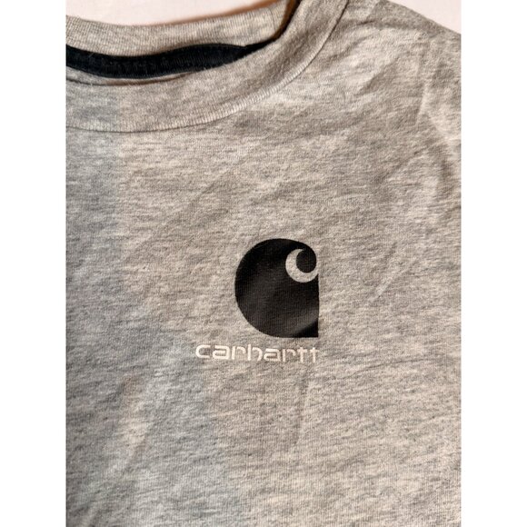 Carhartt Boys Grey Long-Sleeve Logo Tee Shirt Size 7 Cotton Blend Casual Style - Picture 3 of 10